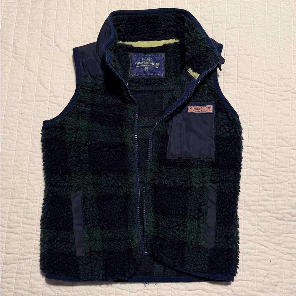 Vineyard Vines Navy and Green Fleece Vest